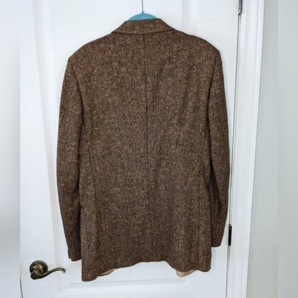 VINTAGE Jordache Herringbone micro check wool silk blazer jacket coat Small - Picture 7 of 11